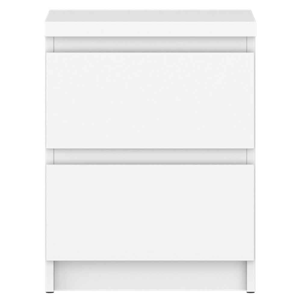 Felton Wooden Bedside Cabinet With 2 Drawers In Alpine White