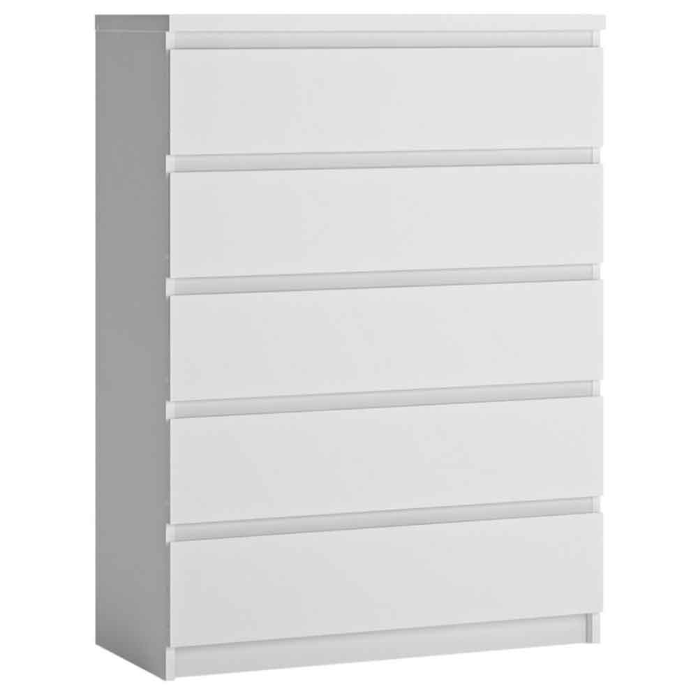 Felton Wooden Chest Of 5 Drawers In Alpine White