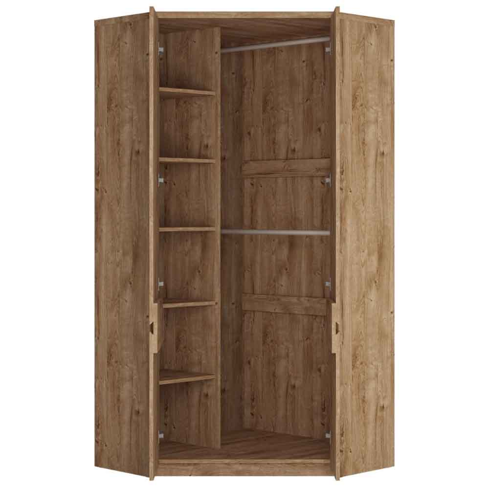 Felton Wooden Corner Wardrobe With 2 Doors In Ribbeck Oak