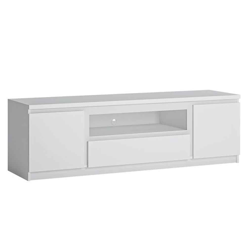 Felton Wooden TV Stand with 2 Doors 1 Drawer in White