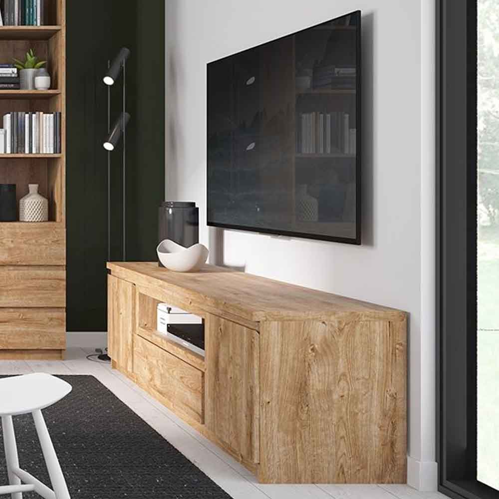 Felton Wooden TV Unit with 2 Doors 1 Drawer in Oak