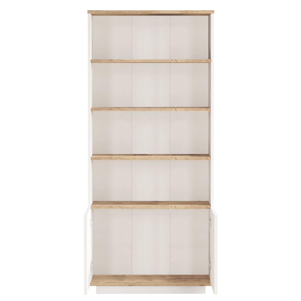 Felyn Wooden Bookcase with 2 Doors 4 Shelves in Atlantic Pine and White