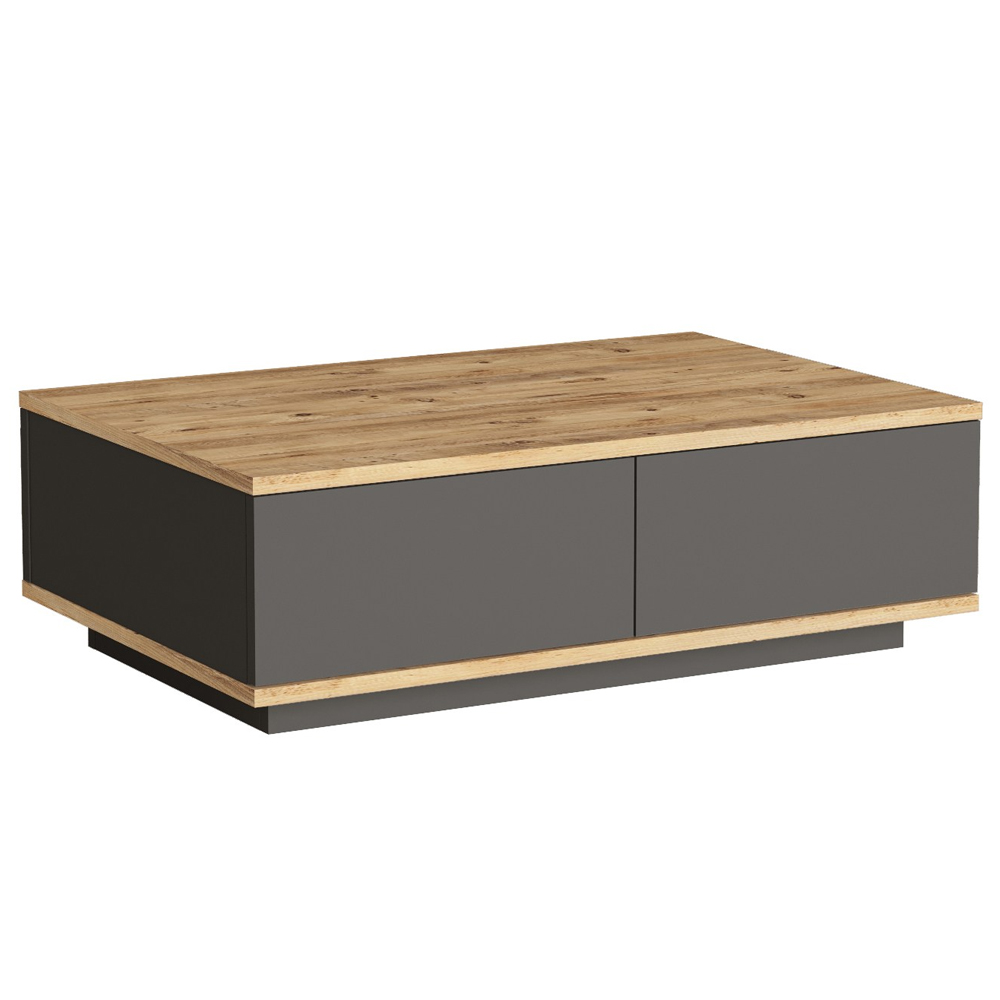 Felyn Wooden Coffee Table with 2 Flap Doors in Atlantic Pine and Anthracite