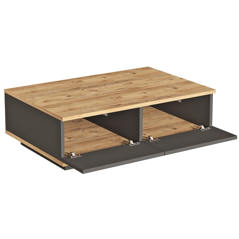 Felyn Wooden Coffee Table with 2 Flap Doors in Atlantic Pine and Anthracite