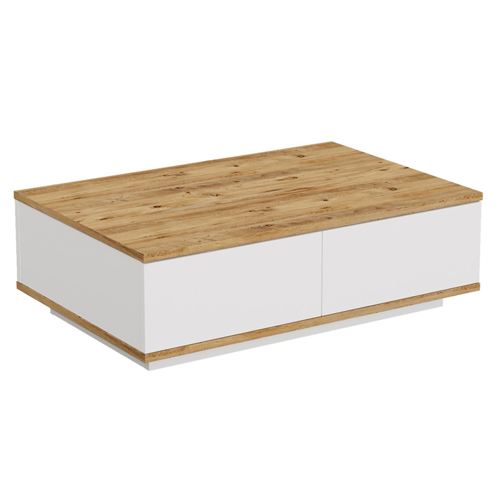 Felyn Wooden Coffee Table with 2 Flap Doors in Atlantic Pine and White