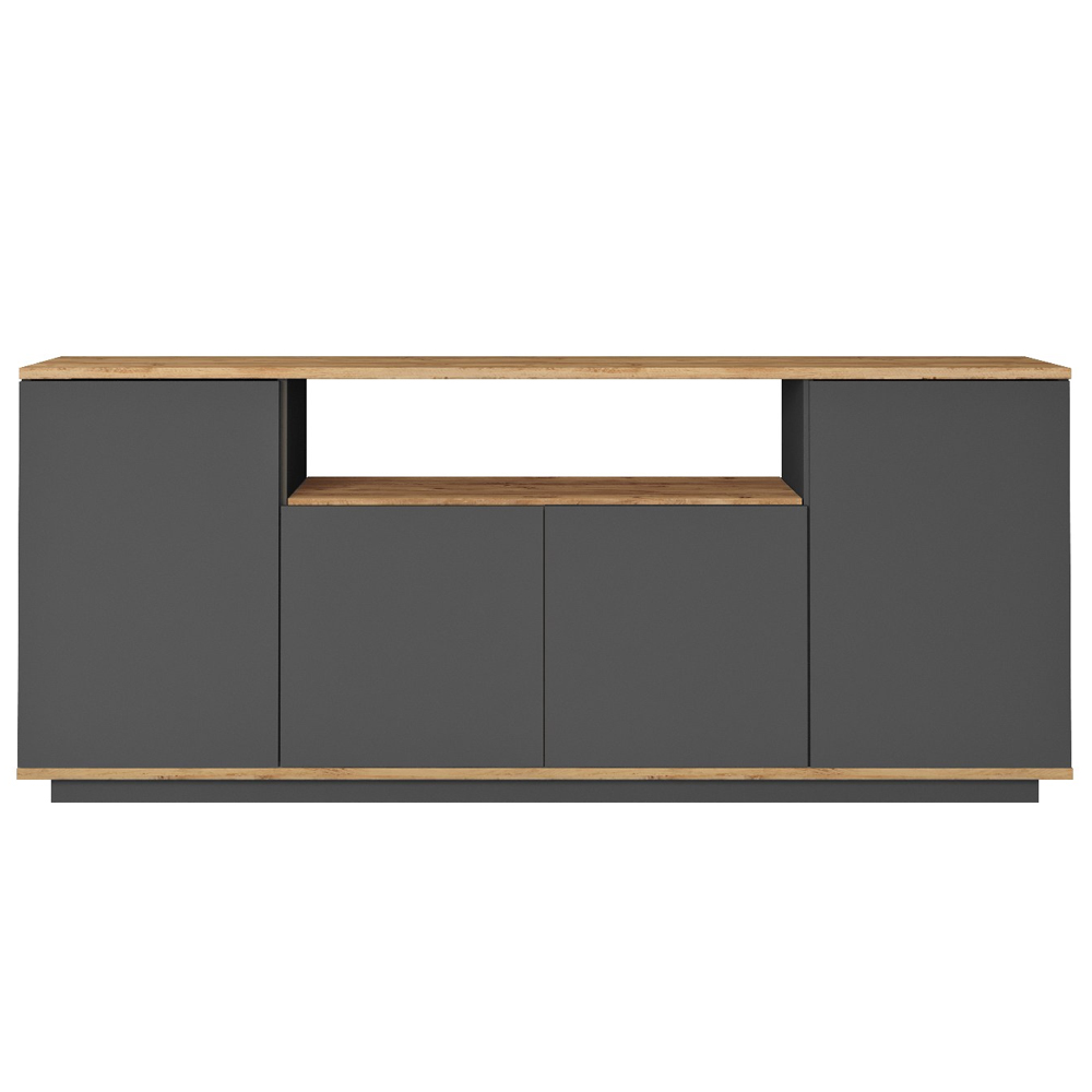 Felyn Wooden Sideboard with 4 Doors in Atlantic Pine and Anthracite