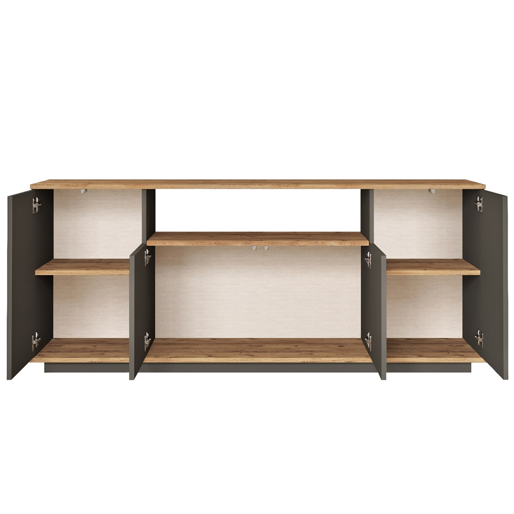 Felyn Wooden Sideboard with 4 Doors in Atlantic Pine and Anthracite