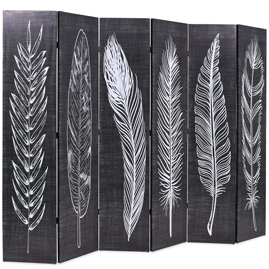 Femi Feathers 228cm x 170cm Room Divider In Black And White