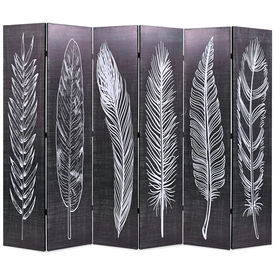 Femi Feathers 228cm x 170cm Room Divider In Black And White Furniture