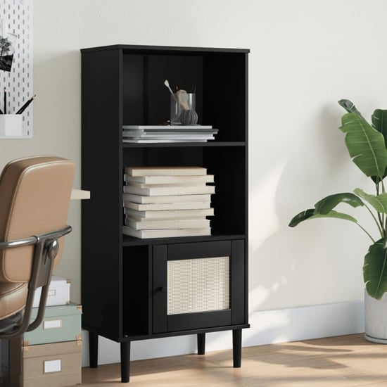 Product photograph of Fenland Wooden Bookcase With 2 Shelves In Black from Furniture in Fashion