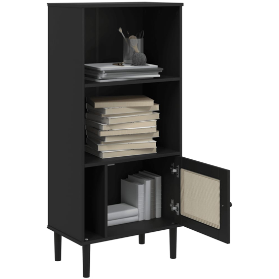 Fenland Wooden Bookcase With 2 Shelves In Black