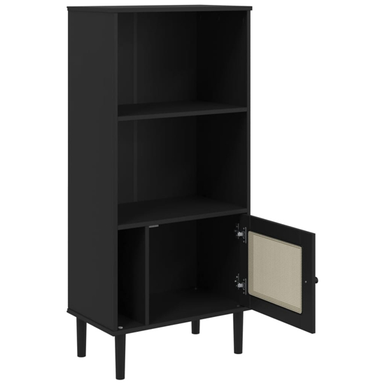 Fenland Wooden Bookcase With 2 Shelves In Black
