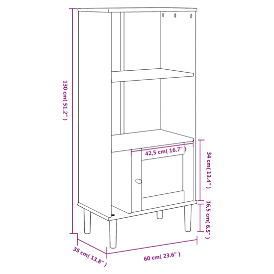 Fenland Wooden Bookcase With 2 Shelves In White