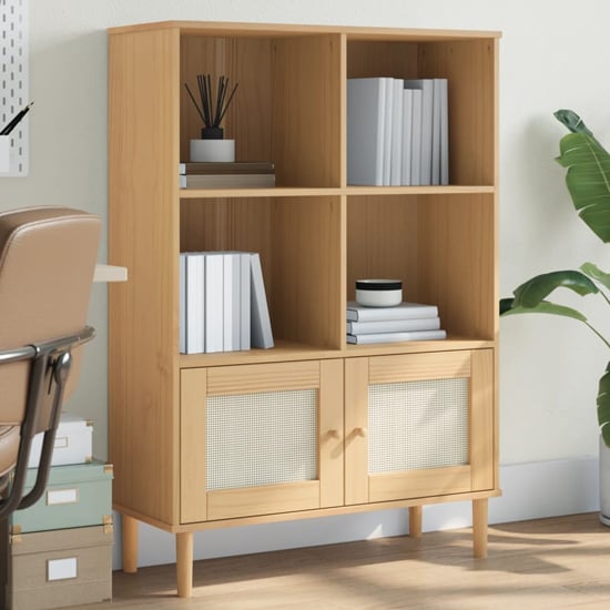 Product photograph of Fenland Wooden Bookcase With 4 Shelves In Brown from Furniture in Fashion
