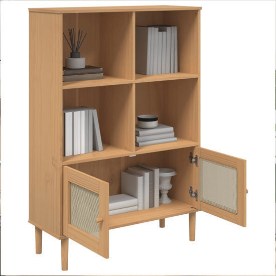 Fenland Wooden Bookcase With 4 Shelves In Brown
