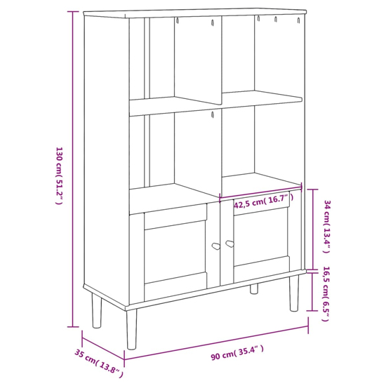 Fenland Wooden Bookcase With 4 Shelves In Brown