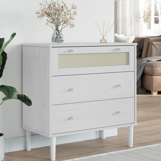 Product photograph of Fenland Wooden Chest Of 3 Drawers In White from Furniture in Fashion