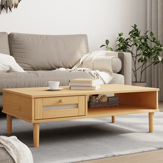 Product photograph of Fenland Wooden Coffee Table With 1 Drawer In Brown from Furniture in Fashion