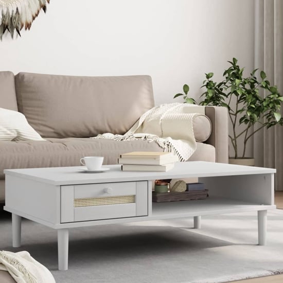 Read more about Fenland wooden coffee table with 1 drawer in white