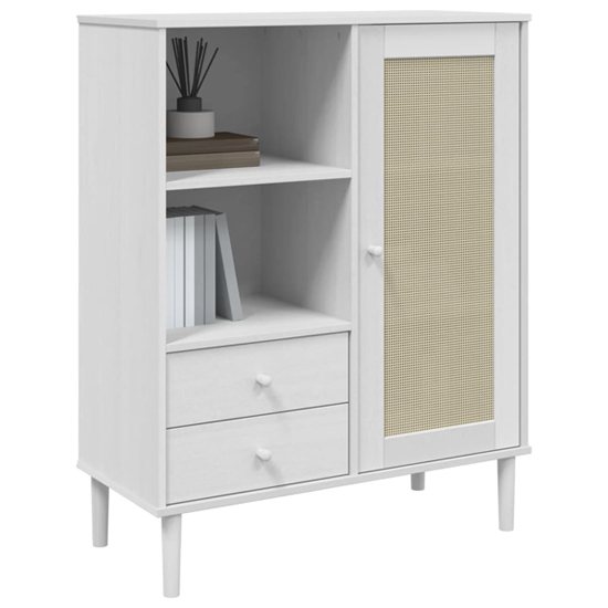 Fenland Wooden Highboard With 1 Door 2 Drawers In White