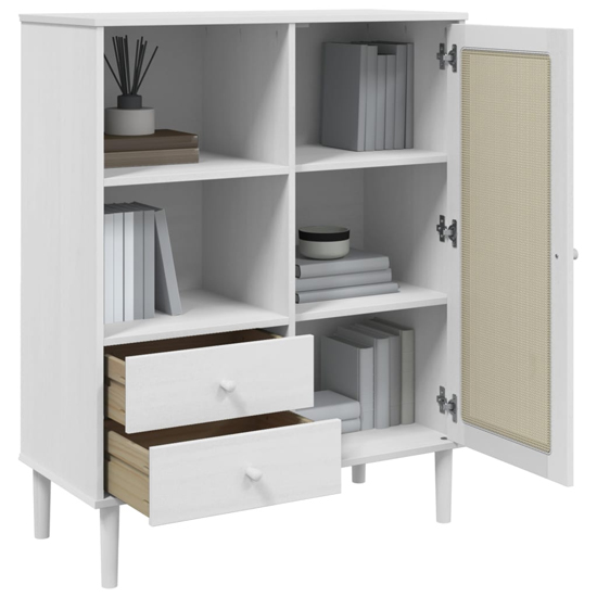 Fenland Wooden Highboard With 1 Door 2 Drawers In White