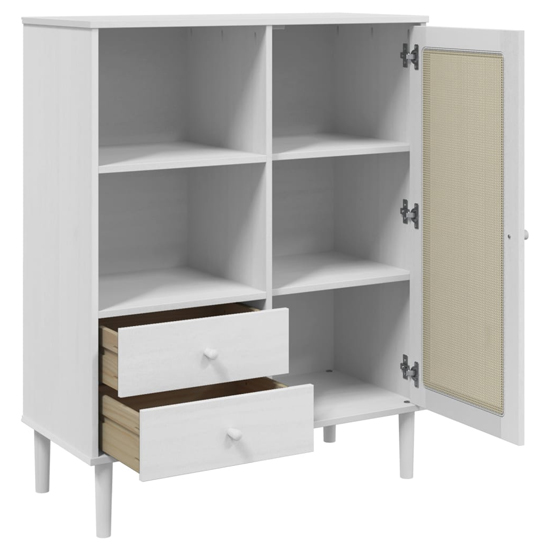 Fenland Wooden Highboard With 1 Door 2 Drawers In White