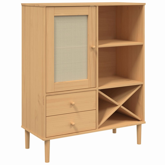 Fenland Wooden Highboard With 1 Door And 2 Drawers In Brown