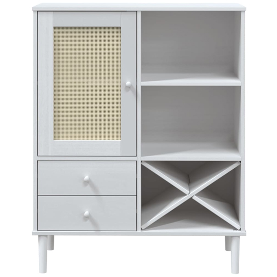 Fenland Wooden Highboard With 1 Door And 2 Drawers In White