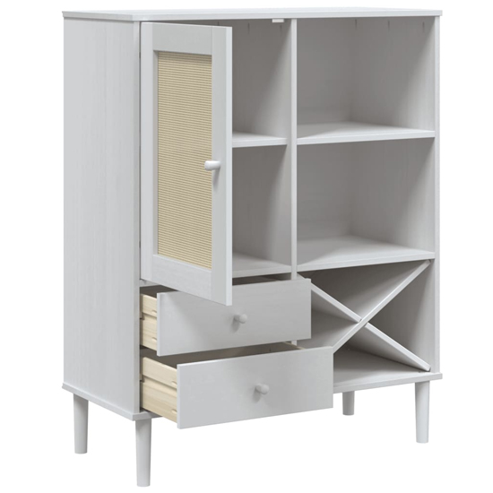 Fenland Wooden Highboard With 1 Door And 2 Drawers In White