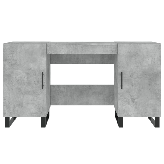 Fenland Wooden Laptop Desk With 2 Doors In Concrete Grey