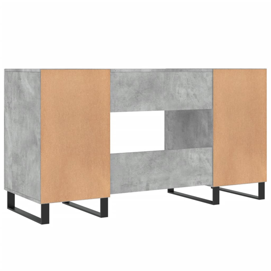 Fenland Wooden Laptop Desk With 2 Doors In Concrete Grey