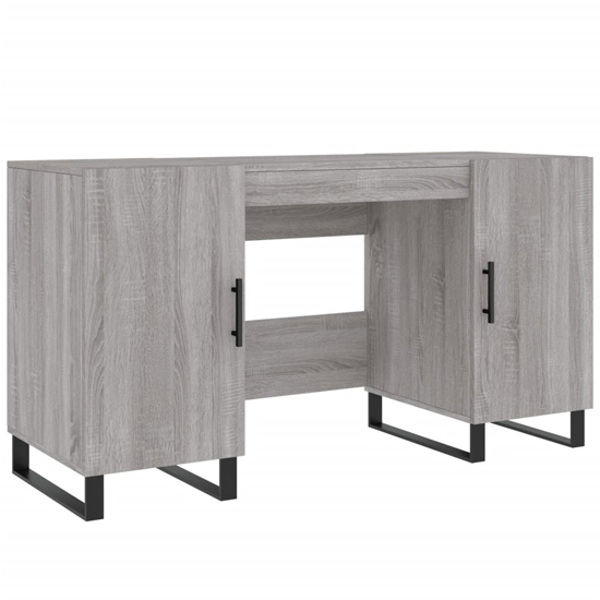 Fenland Wooden Laptop Desk With 2 Doors In Grey Sonoma
