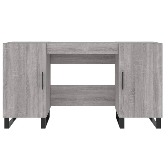 Fenland Wooden Laptop Desk With 2 Doors In Grey Sonoma