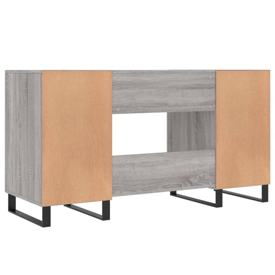Fenland Wooden Laptop Desk With 2 Doors In Grey Sonoma