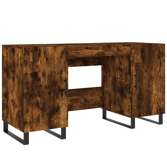 Fenland Wooden Laptop Desk With 2 Doors In Smoked Oak