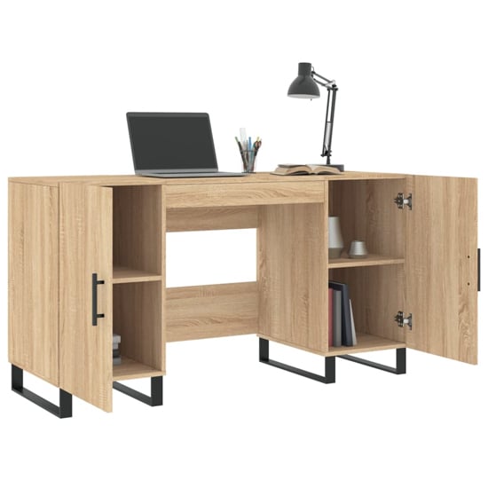 Fenland Wooden Laptop Desk With 2 Doors In Sonoma Oak