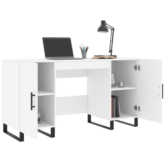Fenland Wooden Laptop Desk With 2 Doors In White