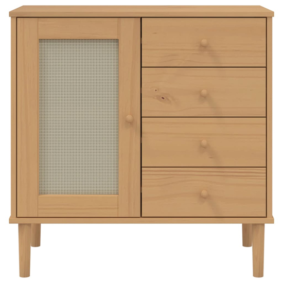 Fenland Wooden Sideboard With 1 Door 4 Drawers In Brown
