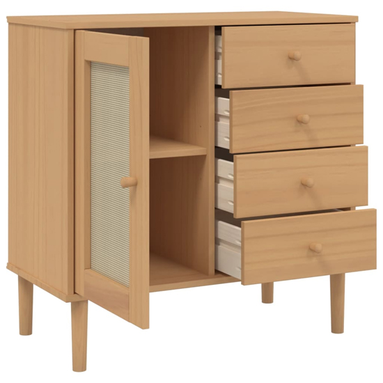 Fenland Wooden Sideboard With 1 Door 4 Drawers In Brown