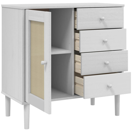 Fenland Wooden Sideboard With 1 Door 4 Drawers In White