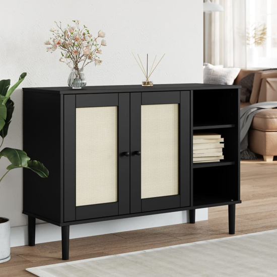 Read more about Fenland wooden sideboard with 2 doors 3 shelves in black