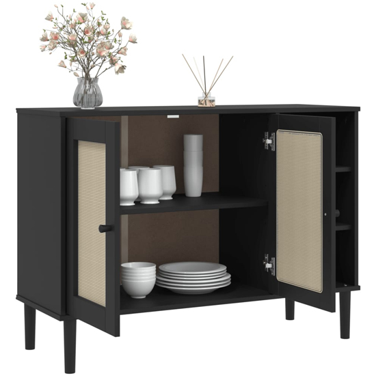 Fenland Wooden Sideboard With 2 Doors 3 Shelves In Black