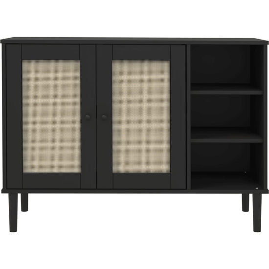 Fenland Wooden Sideboard With 2 Doors 3 Shelves In Black