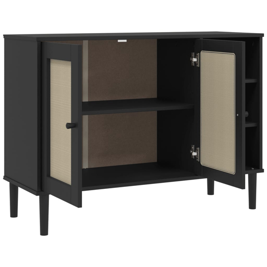 Fenland Wooden Sideboard With 2 Doors 3 Shelves In Black