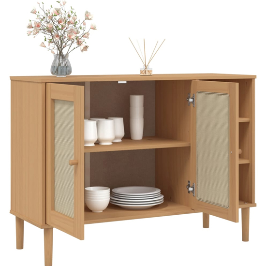 Fenland Wooden Sideboard With 2 Doors 3 Shelves In Brown