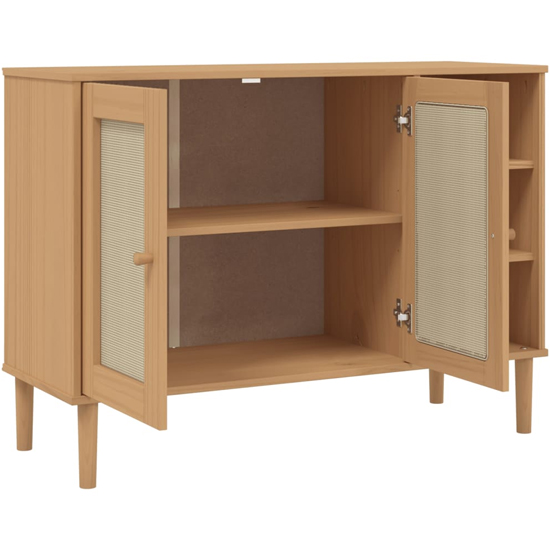 Fenland Wooden Sideboard With 2 Doors 3 Shelves In Brown