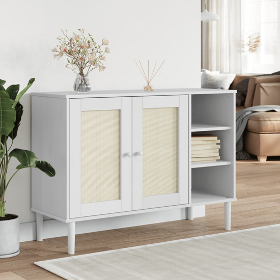 Fenland Wooden Sideboard With 2 Doors 3 Shelves In White