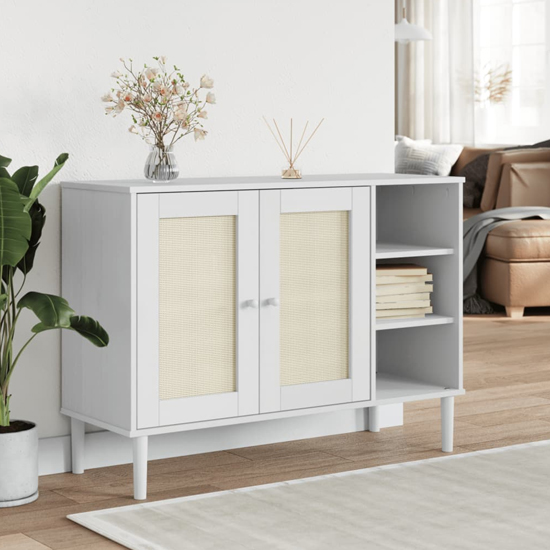 Read more about Fenland wooden sideboard with 2 doors 3 shelves in white