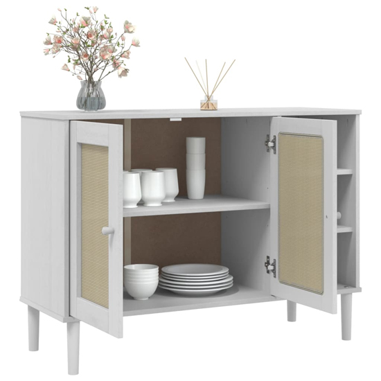 Fenland Wooden Sideboard With 2 Doors 3 Shelves In White