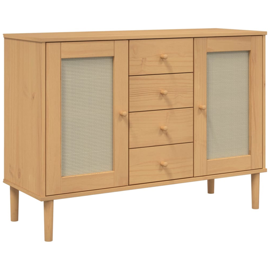 Fenland Wooden Sideboard With 2 Doors 4 Drawers In Brown